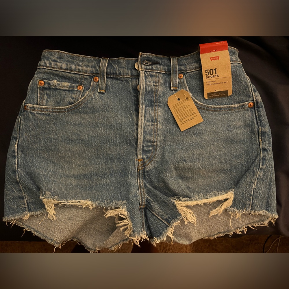 Levi’s 501 high waisted denim shorts
